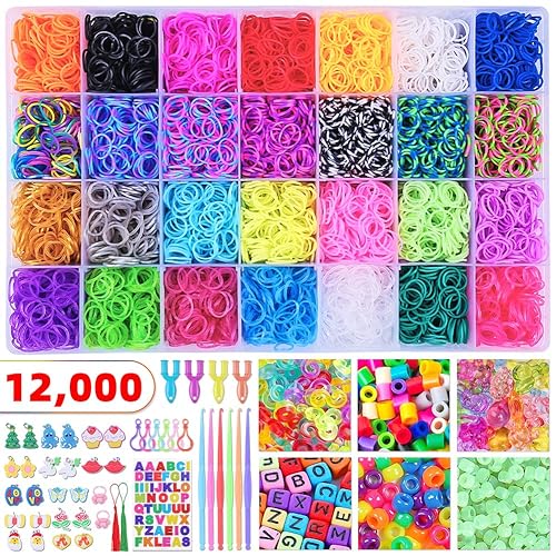 11,750 Rainbow Rubber Loom Bands Refill Bracelet Making Mega DIY Kit Large