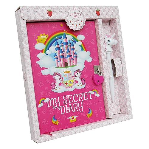 2 Pack Unicorn Diary Notebook Journal Secret Passcode Lock-Best Unicorn Gifts For Girls DPIST
