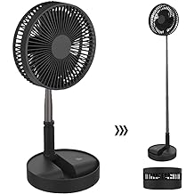 Portable Standing Fan Foldable Desk Fan 10000mAh Battery /& USB Powered 9 Speeds Silence Air Circulator Fan with Remote Control 8h Timer,Mini Floor Telescopic Pedestal Fans for Bedroom Office Camping