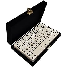 Domino Double Six White Blue Bee Card Back Spinner s Deluxe Wood Case