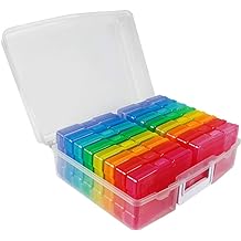 Small Clear Plastic Craft Supplies Storage Box With 15 Dividers Caddy Carry Case
