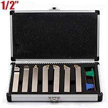 BestEquip Indexable Carbide Tools 3//8 Industrial Lathe Tools 7Pcs//Set Turning Tool Set Super-Hard 40cr Mental Lathe Tools Inserts Carbide Tool Holder for Lathe Galvanized with Portable Case