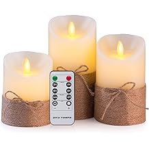 Remote Control and 20 AA Batteries Stands not Included Set of 10 Flameless LED Ivory Taper Candles Featuring Realistic Black Wick with Daily Timer