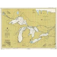 in PA Vintography Professionally Reprinted 18 x 24 Image of 1979 Nautical Chart Great Lakes by NOAA-NOS WI IL MN NY OH MI